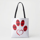 Rode Hart Poot Tote Bag (Voorkant)