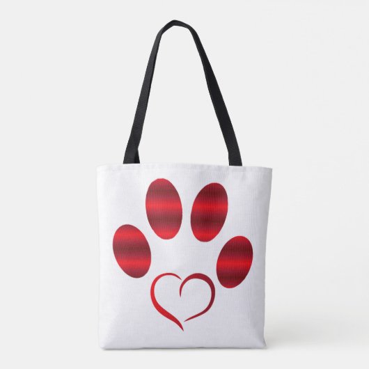Rode Hart Poot Tote Bag (Achterkant)