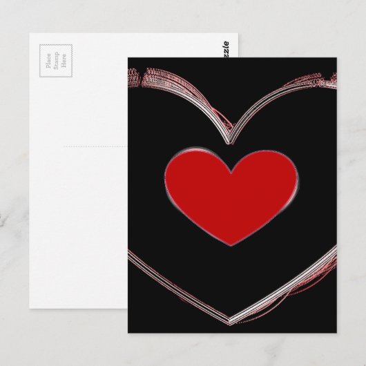 Rode Hart Pop Kunst Liefde Briefkaart (Voorkant / Achterkant)