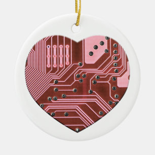 Rode Hart Printplaat Valentijnskaarten Keramisch Ornament