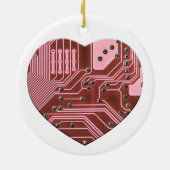 Rode Hart Printplaat Valentijnskaarten Keramisch Ornament (Achterkant)