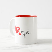 Rode Hart Puzzel Valentijnsdag Schattige Tweekleurige Koffiemok (Voorkant links)