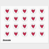 Rode Hart Retouradreslabels Ronde Sticker (Vel)