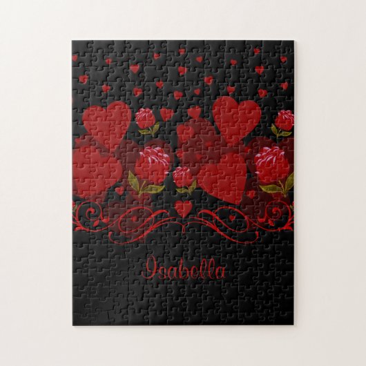 Rode hart, rode rozen voor Valentijnsdag Legpuzzel (Verticaal)
