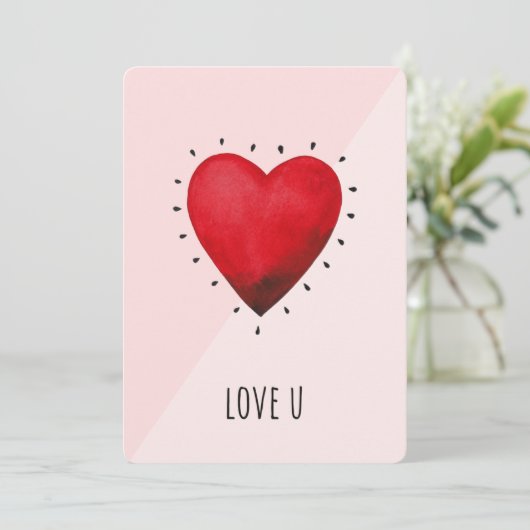 Rode Hart Romance Kaart (Staand voorkant)