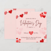 Rode Hart romantische Valentijnsdag uitnodiging (Voorkant / Achterkant)