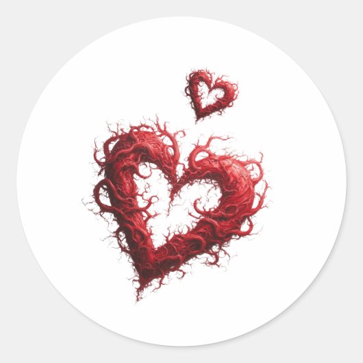 Rode Hart Ronde Sticker (Voorkant)