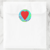 Rode Hart Ronde Sticker (Tas)