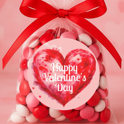 Rode Hart Roze Gelukkige Valentijnsdag Ronde Sticker