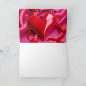 Rode Hart Roze Lint Valentijnsdag Hart Kaart (Binnen)