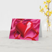Rode Hart Roze Lint Valentijnsdag Hart Kaart (Gele Bloem)