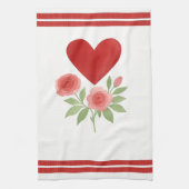 Rode Hart Roze Rozen Valentijnsdag Theedoek (Verticaal)