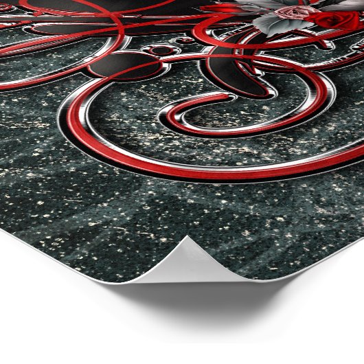 Rode Hart & Rozen Gotische Valentijnsdag Bruiloft  Poster (Hoek)