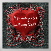 Rode Hart & Rozen Gotische Valentijnsdag Bruiloft  Poster (Voorkant)