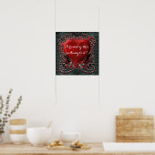 Rode Hart & Rozen Gotische Valentijnsdag Bruilofts Poster (Keuken)
