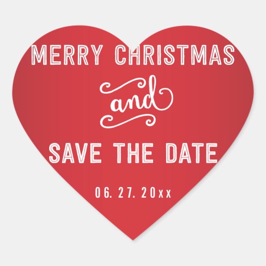 Rode Hart Save The Date Kerststickers Sticker (Voorkant)