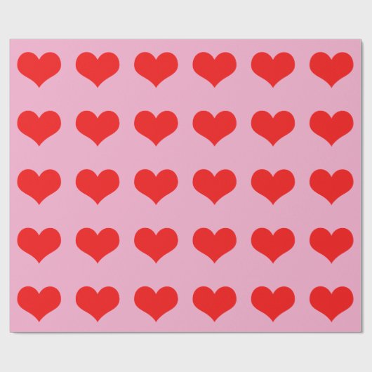 Rode Hart Schattig Roze Aangepaste Valentijnsdag B Cadeaupapier (Vlak)