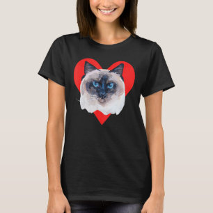 Rode Hart Schattige Birmaanse Kat T-shirt