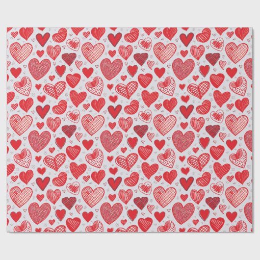 Rode Hart Schetsen Cadeaupapier (Vlak)