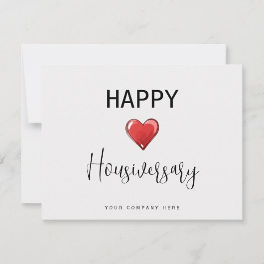 Rode Hart Script Gelukkig Huisjubileum Kaart (Voorkant)