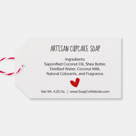 Rode Hart Script Lettertypografie Gemaakt Met Lief Cadeaulabel (Achterkant Horizontaal)