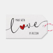 Rode Hart Script Lettertypografie Gemaakt Met Lief Cadeaulabel (Voorkant (Horizontaal))