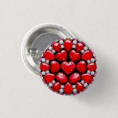 Rode Hart Sieraden Cirkel Ronde Button 3,2 Cm (Voorkant /achterkant)