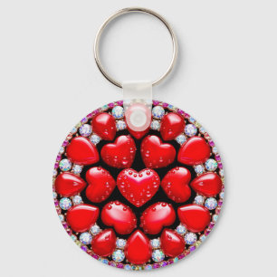 Rode Hart Sieraden Cirkel Sleutelhanger