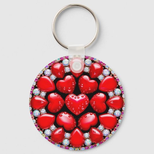 Rode Hart Sieraden Cirkel Sleutelhanger (Voorkant)