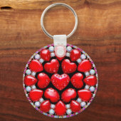 Rode Hart Sieraden Cirkel Sleutelhanger (Voorkant)
