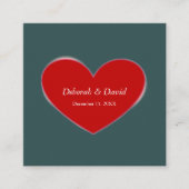 Rode Hart Slate Grijs Script Bruiloft Informatiekaartje (Voorkant)