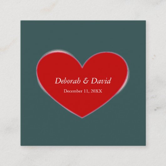 Rode Hart Slate Grijs Script Bruiloft Informatiekaartje (Voorkant)