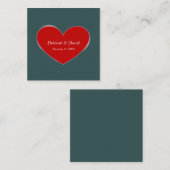 Rode Hart Slate Grijs Script Bruiloft Informatiekaartje (Voorkant / Achterkant)