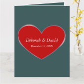 Rode Hart Slate Grijs Script Bruiloft Kaart (Gele Bloem)