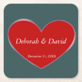 Rode Hart Slate Grijs Script Bruiloft Kartonnen Onderzetters (Voorkant)