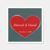 Rode Hart Slate Grijs Script Bruiloft Servet (Voorkant)