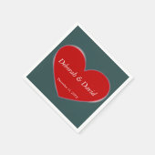 Rode Hart Slate Grijs Script Bruiloft Servet (Hoek)