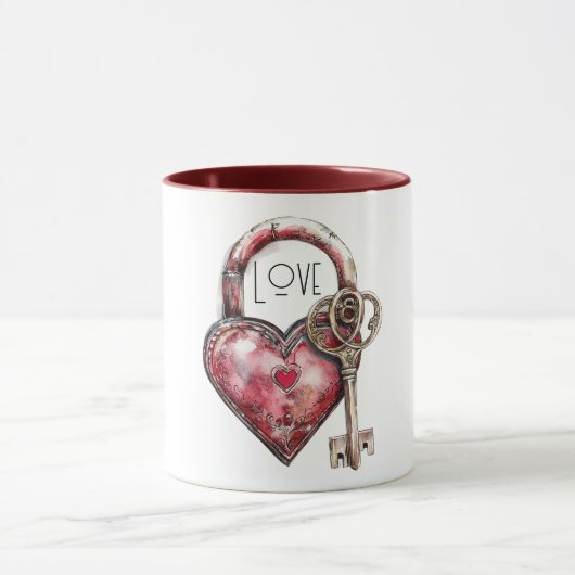 Rode Hart Slot & Sleutel Liefde Mok (Midden)
