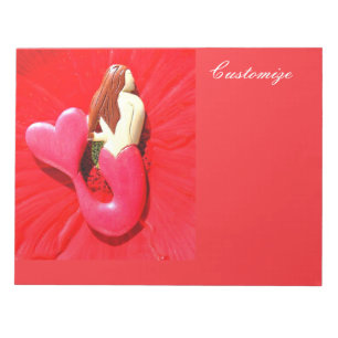 Rode hart-staart zeemeermin Thunder_Cove Notitieblok