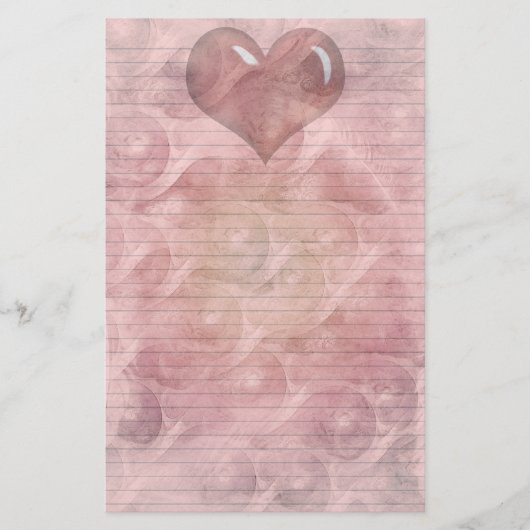 Rode Hart stationery-optionele lijnen Briefpapier (Voorkant)