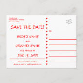 Rode hart stof save the date briefkaart breien plu (Achterkant)
