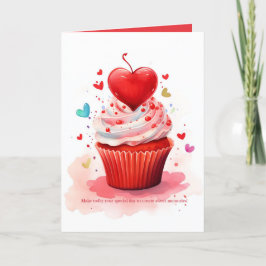 Rode Hart Sweet Cupcake Valentijnsdag Kaart