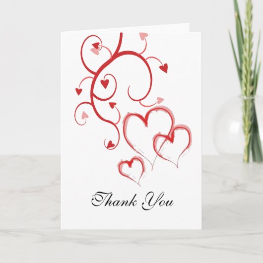 Rode Hart Swirls Bedankbriefkaarten Bedankkaart (Voorkant)