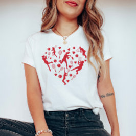 Rode Hart Tennisliefhebber T-shirt