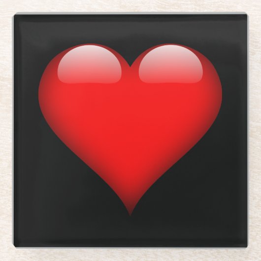 Rode Hart Trendy Liefde Bruiloft Glazen Onderzetter (Voorkant)