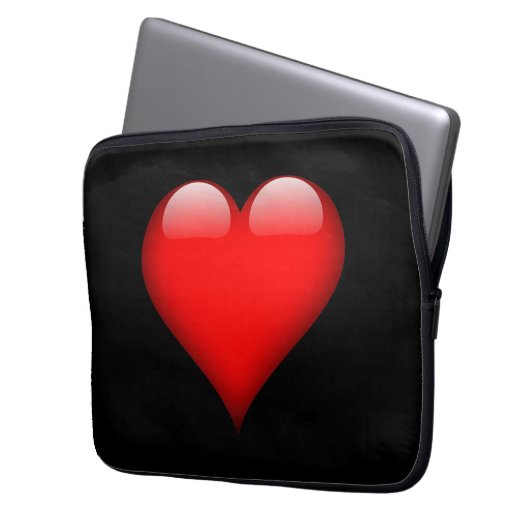 Rode Hart Trendy Liefde Bruiloft Laptop Sleeve (Voorkant Links)
