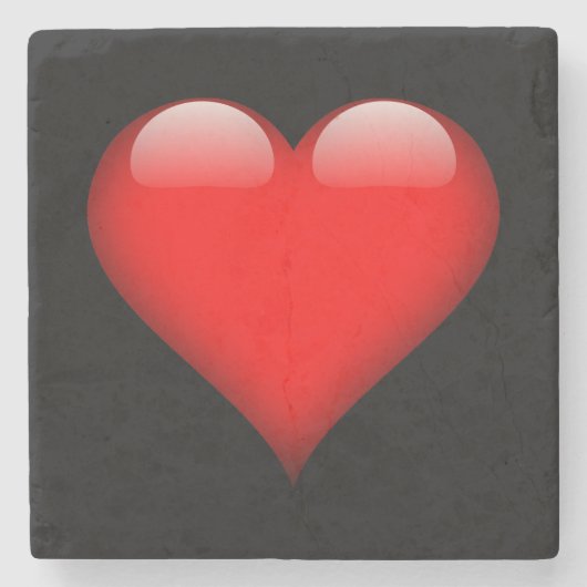 Rode Hart Trendy Liefde Bruiloft Stenen Onderzetter (Voorkant)