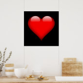 Rode Hart Trendy Liefde Huwelijk Poster (Keuken)