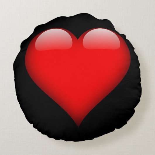 Rode Hart Trendy Love Bruiloft Rond Kussen (Achterkant)