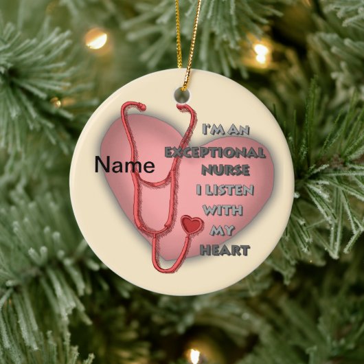 Rode hart uitzonderlijke verpleegkundige keramisch ornament (Boom)